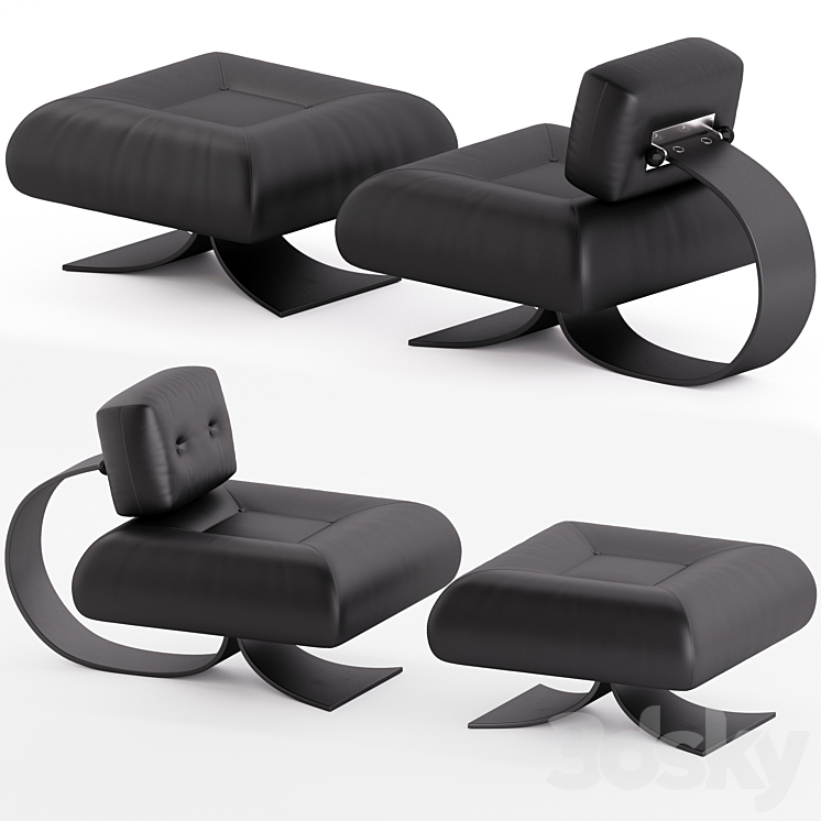 Alta Chair and Ottoman by Oscar Niemeyer 3DS Max - thumbnail 1