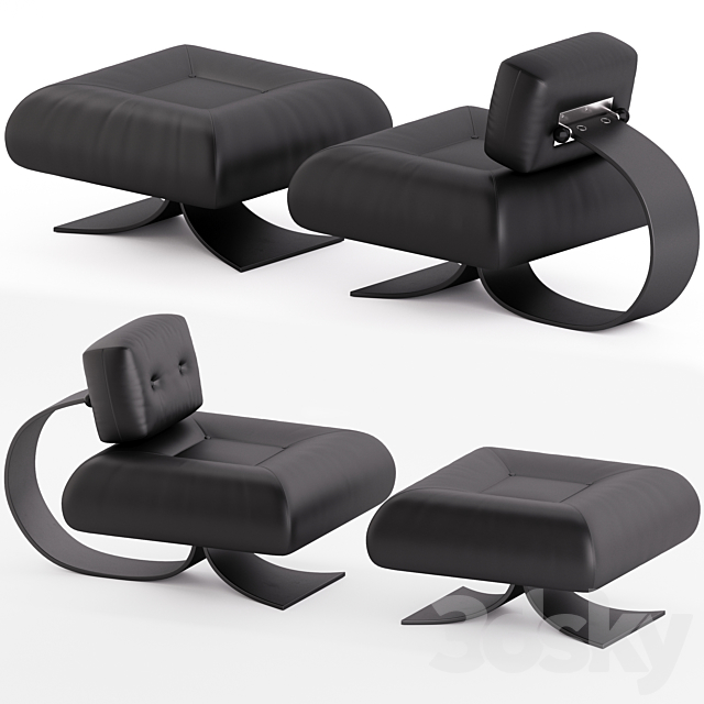 Alta Chair and Ottoman by Oscar Niemeyer 3DSMax File - thumbnail 1