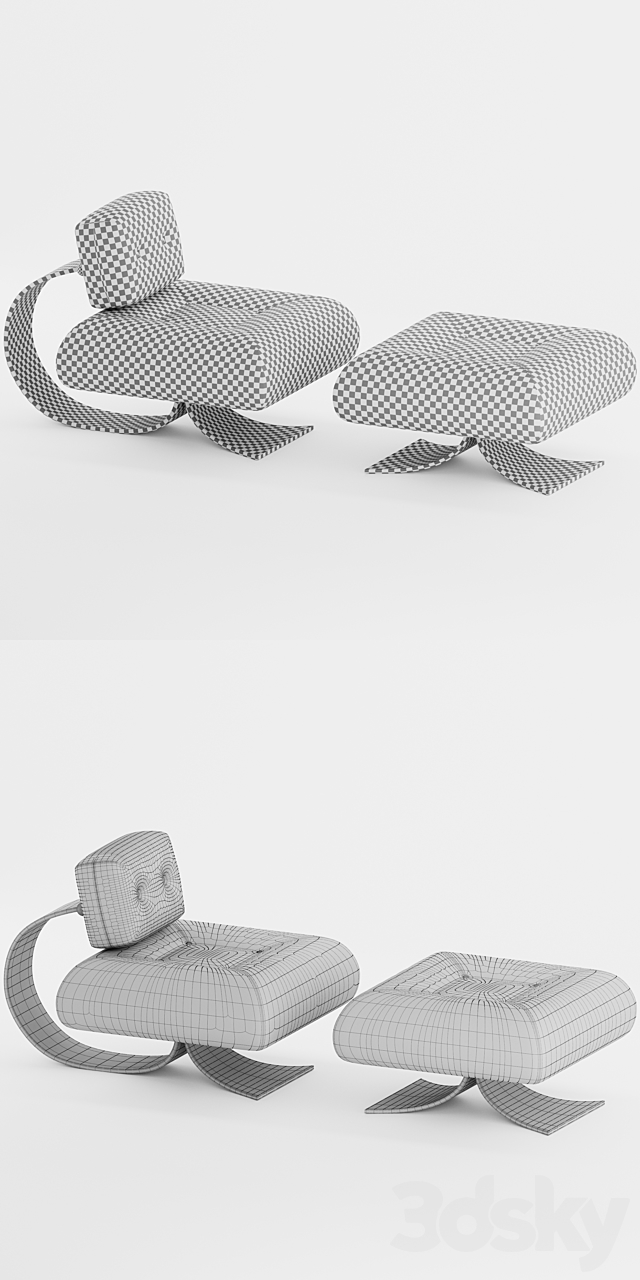 Alta Chair and Ottoman by Oscar Niemeyer 3DSMax File - thumbnail 3