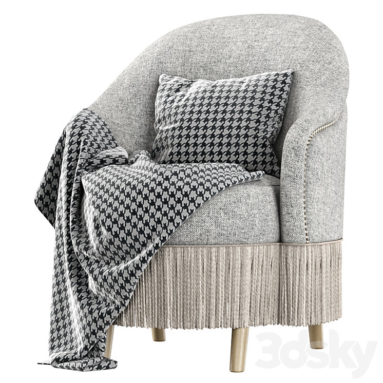 Amanda dining chair with plaid 3DS Max - thumbnail 1