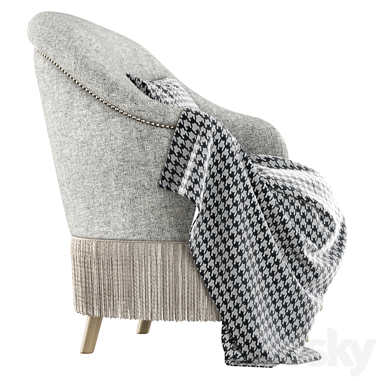 Amanda dining chair with plaid 3DS Max - thumbnail 2