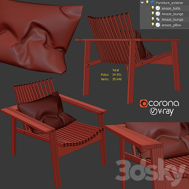 Amaze lounge chair 3DSMax File - thumbnail 3