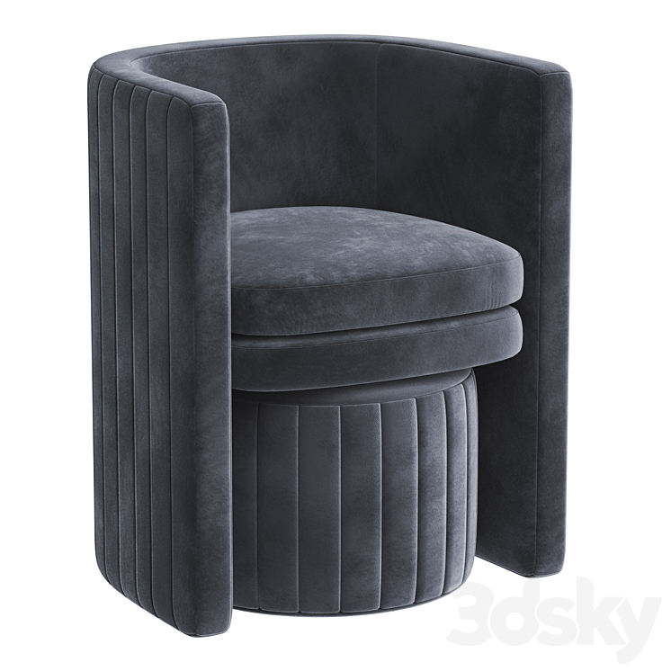 Ammillion Barrel Chair and Ottoman 3DS Max - thumbnail 1