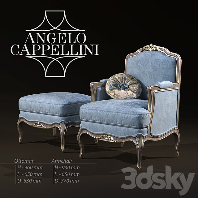 Angelo Cappellini Armchair ottoman 3DSMax File - thumbnail 1