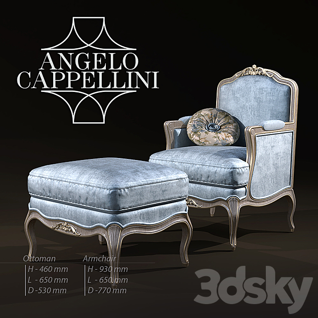 Angelo Cappellini Armchair ottoman 3DSMax File - thumbnail 2