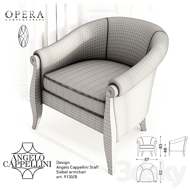 Angelo Cappellini Opera Contemporary. Siebel armchair 3DS Max Model - thumbnail 3