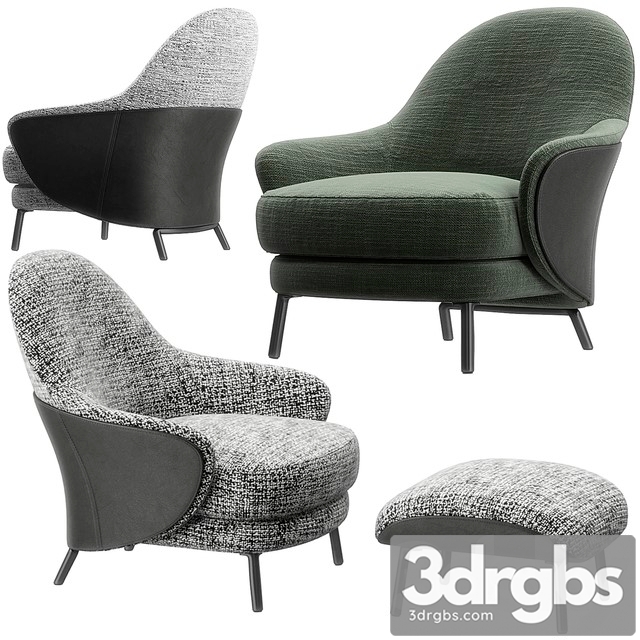 Angie Armchair Footstool by Minotti 3dsmax Download - thumbnail 1