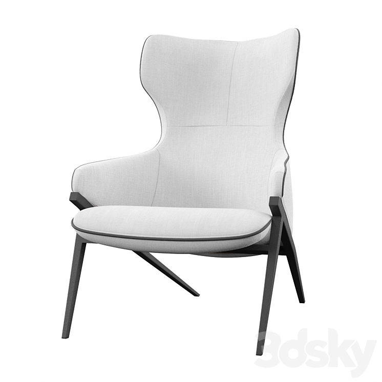 Aniyah Wingback Chair 3DS Max - thumbnail 1