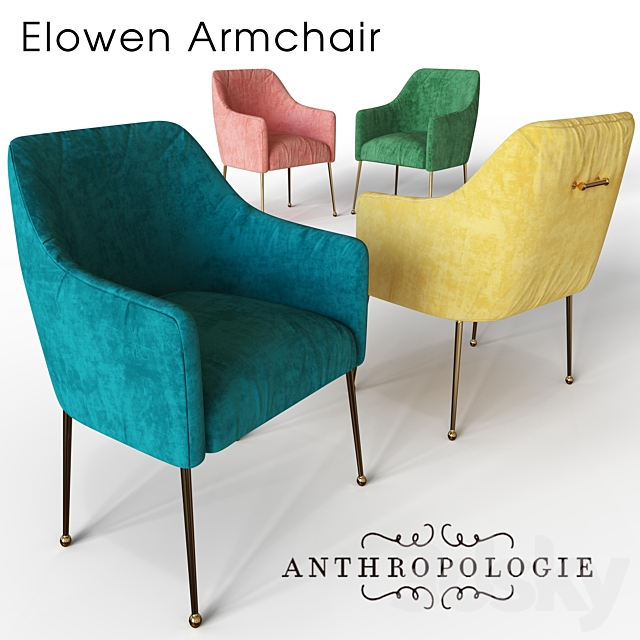 Anthropologie Elowen Armchair 3ds Max - thumbnail 1