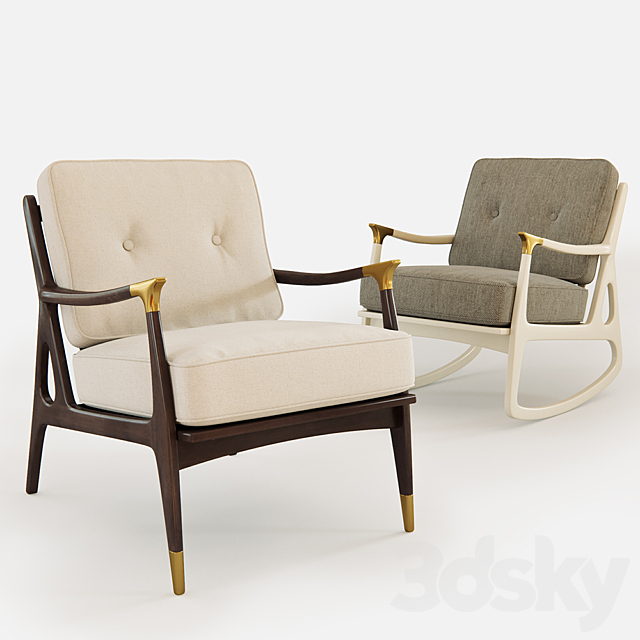 Anthropologie Haverhill Rocking Chair 3ds Max - thumbnail 1