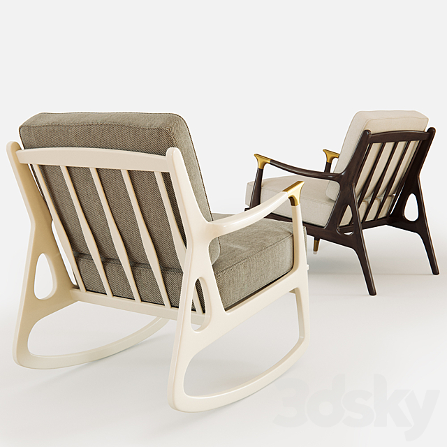 Anthropologie Haverhill Rocking Chair 3ds Max - thumbnail 2