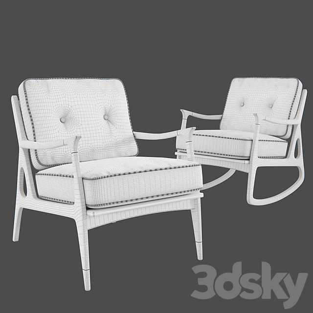 Anthropologie Haverhill Rocking Chair 3ds Max - thumbnail 3