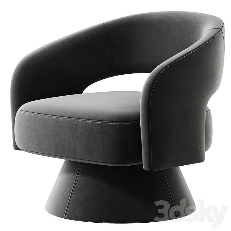 Aracelly Upholstered Swivel Barrel Chair 3DS Max Model - thumbnail 2