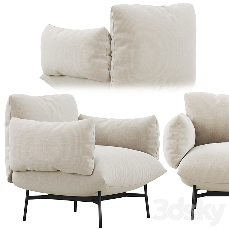 AREA Armchairs by Midj 3DS Max - thumbnail 2