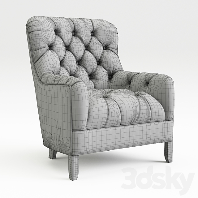 ARHAUS CLUB 34”TUFTED UPHOLSTERED CHAIR IN TWEED 3DSMax File - thumbnail 3