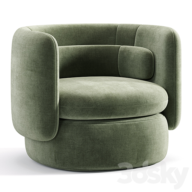 Aria 3 seater flannette armchair 3DS Max Model - thumbnail 2