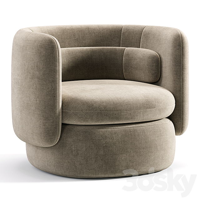 Aria 3 seater flannette armchair 3DS Max Model - thumbnail 3