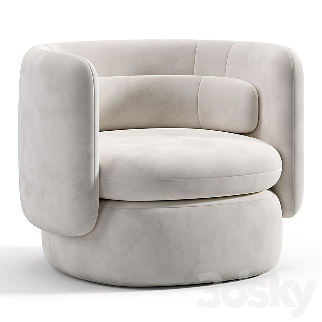 Aria 3 seater flannette armchair 3DS Max Model - thumbnail 4