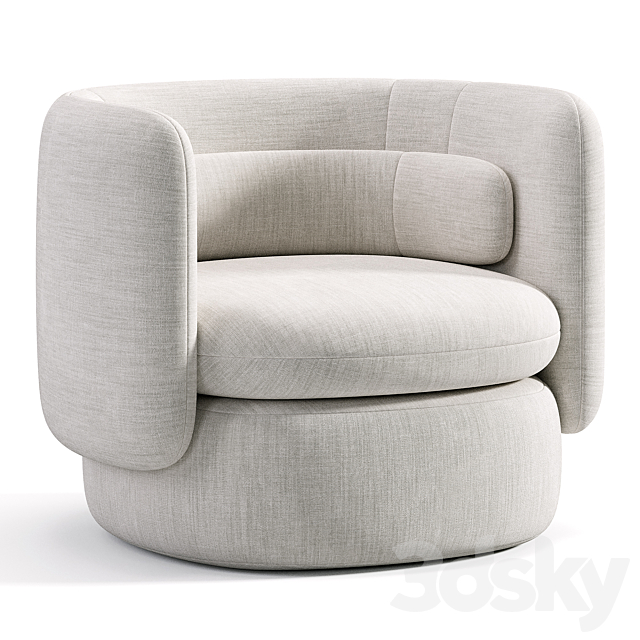 Aria 3 seater flannette armchair 3DS Max Model - thumbnail 5