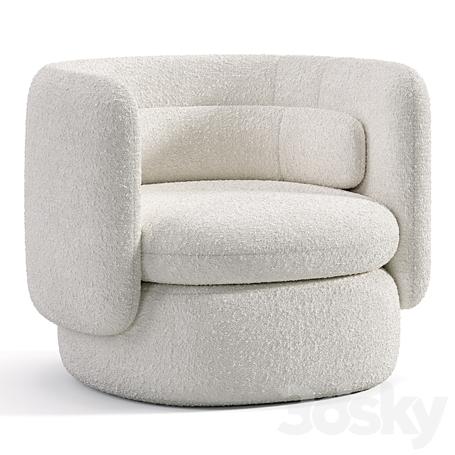 Aria 3 seater flannette armchair 3DS Max Model - thumbnail 6