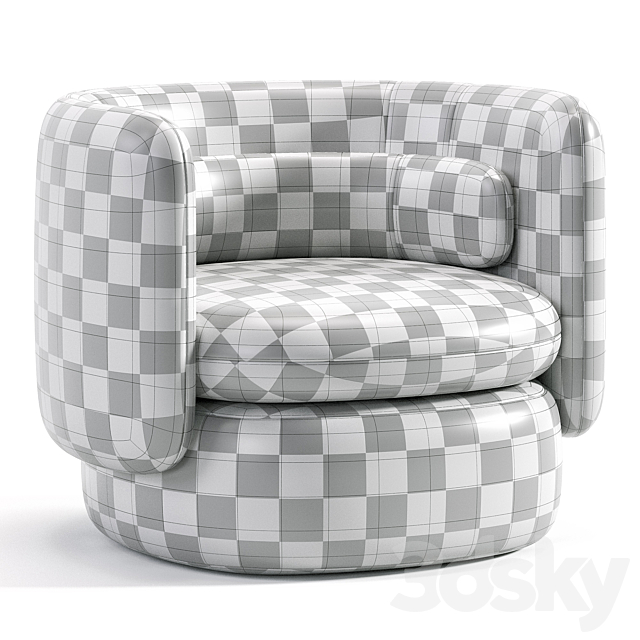 Aria 3 seater flannette armchair 3DS Max Model - thumbnail 7