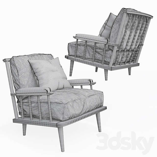 Arm chair-1 3DS Max Model - thumbnail 2