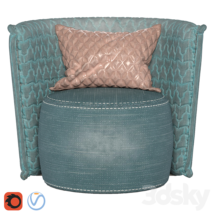 Arm chair_Vittoria Frigerio 3DS Max - thumbnail 1