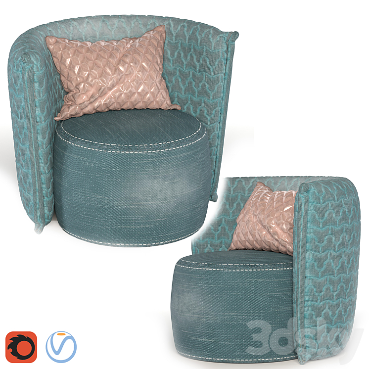 Arm chair_Vittoria Frigerio 3DS Max - thumbnail 2