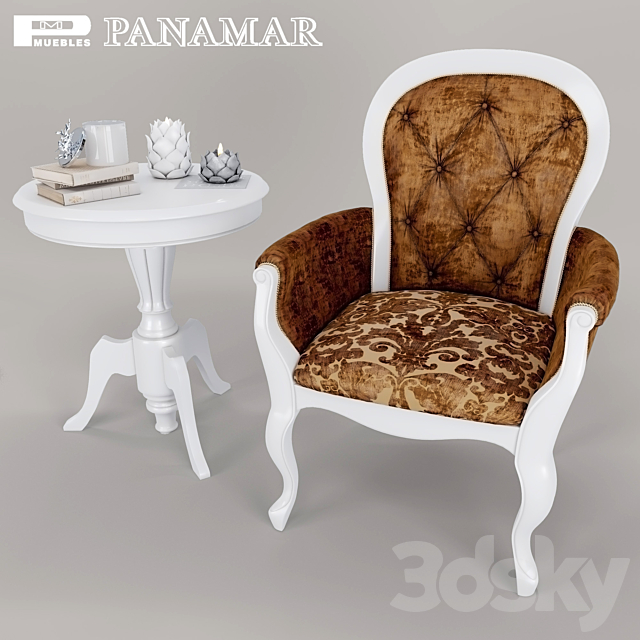 Armchair abd coffee table – Panamar 3ds Max - thumbnail 1