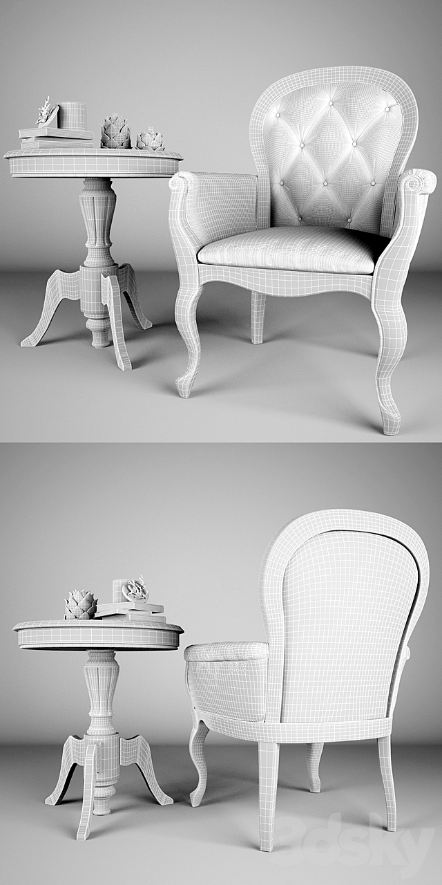 Armchair abd coffee table – Panamar 3ds Max - thumbnail 3