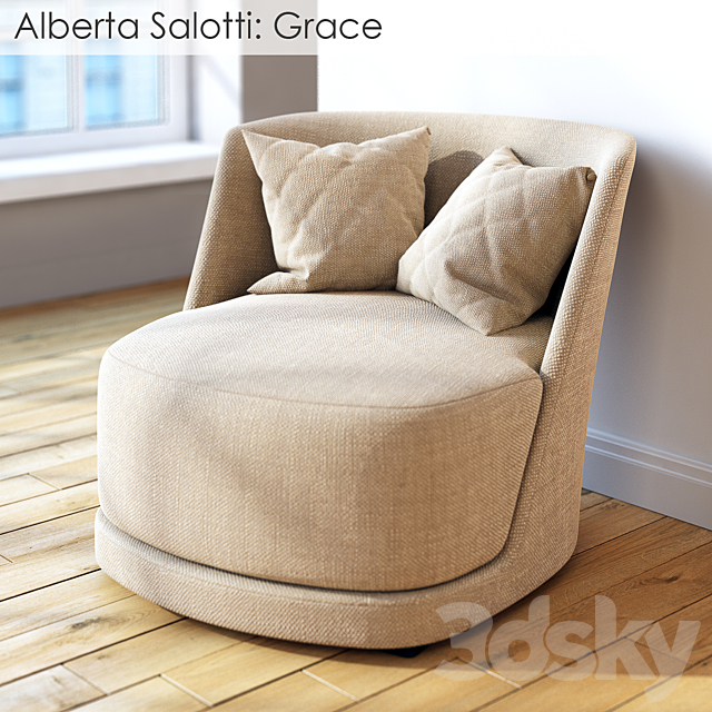 Armchair Alberta Salotti Grace 3DS Max Model - thumbnail 1