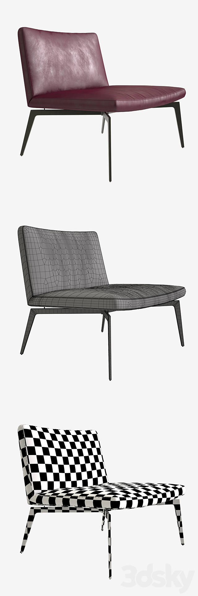 Armchair Alivar Flexa lounge chair h73 x w73 x d73. Art. PFX1 3DS Max Model - thumbnail 3