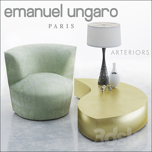 Armchair and coffe table Emanuel Ungaro 3ds Max - thumbnail 1