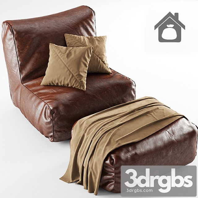 Armchair and Ottoman Bag 3dsmax Download - thumbnail 1