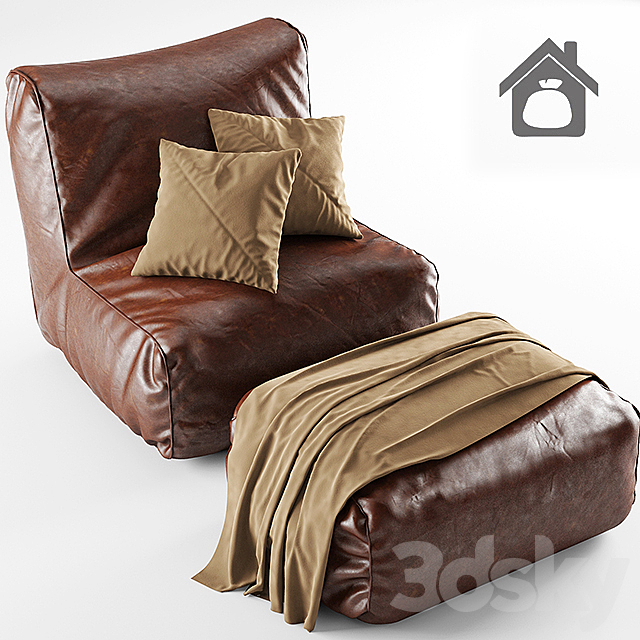 Armchair and ottoman bag 3DSMax File - thumbnail 1