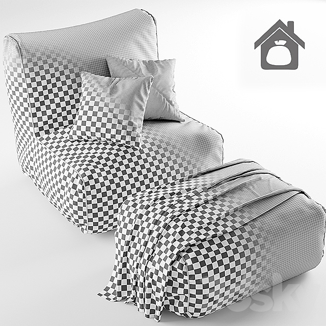 Armchair and ottoman bag 3DSMax File - thumbnail 2