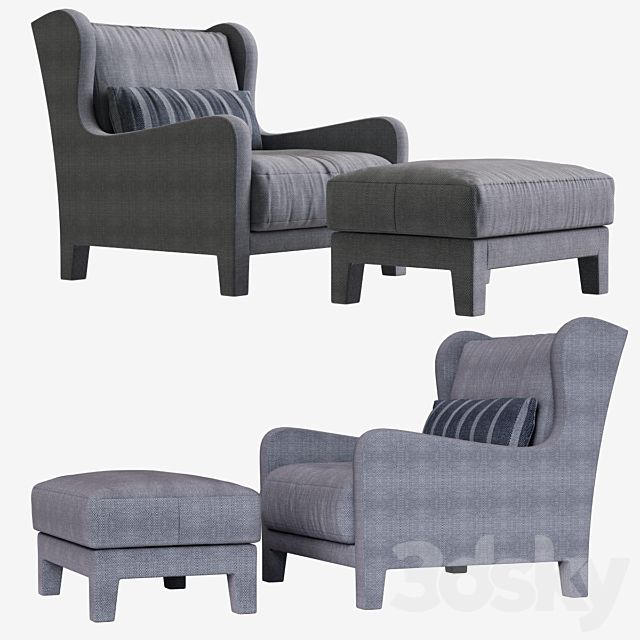 Armchair and pouf Armchair_Foster Soft_Meridiani_h90 x l88 x d97 3ds Max - thumbnail 1