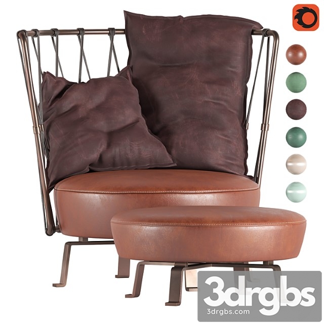 Armchair and Pouf Baxter Pedro 1 3dsmax Download - thumbnail 1