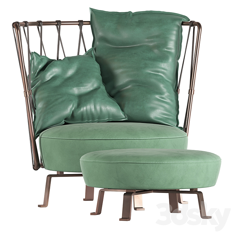 Armchair and Pouffe Baxter Pedro 3DS Max Model - thumbnail 2