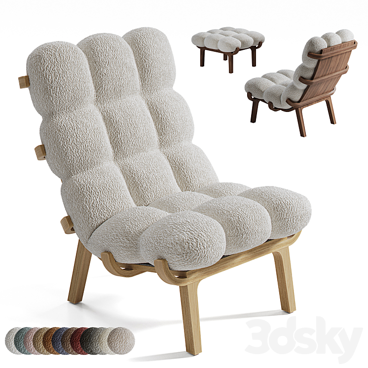 Armchair and pouffe NUAGE by SOLLEN 3DS Max Model - thumbnail 3