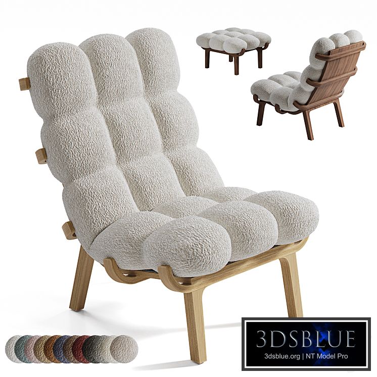 Armchair and pouffe NUAGE by SOLLEN 3DS Max - thumbnail 3