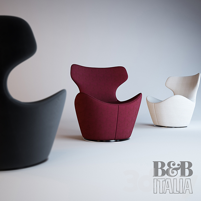 Armchair B & B Italia Piccolo Papilio 3DS Max Model - thumbnail 2