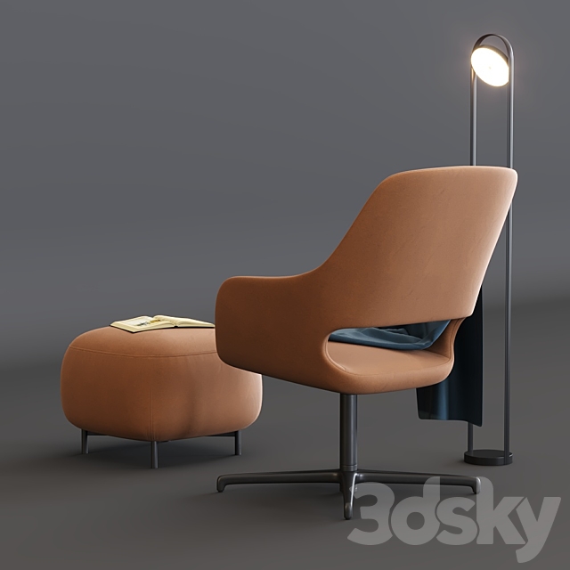 Armchair Babila 2789 3DS Max Model - thumbnail 2