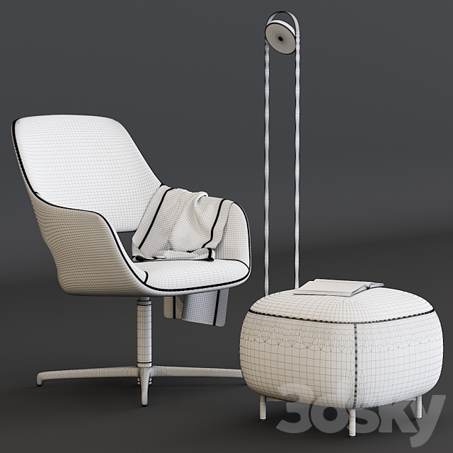 Armchair Babila 2789 3DS Max Model - thumbnail 3