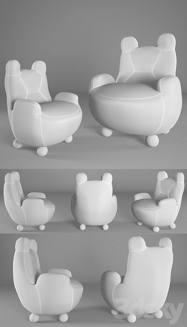 ARMCHAIR BABY BEAR and PAPA BEAR – theinvisiblecollection 3ds Max - thumbnail 3