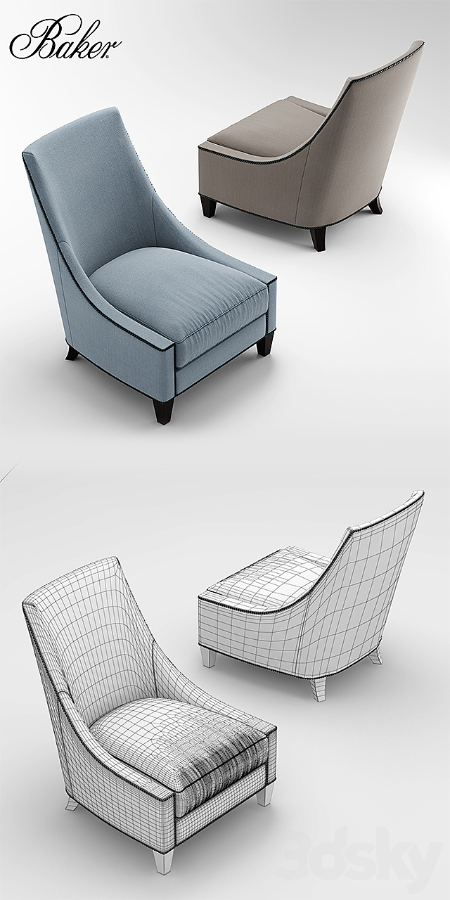 Armchair baker BEL AIR LOUNGE CHAIR 3DSMax File - thumbnail 3