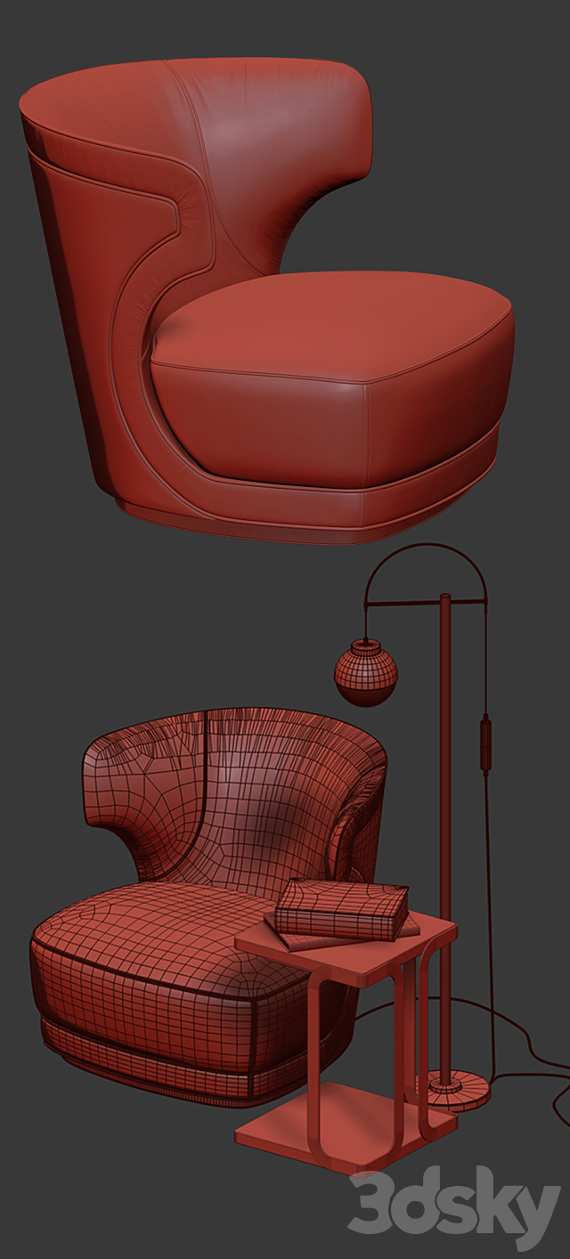 armchair Baxter Etienne 3DS Max Model - thumbnail 3