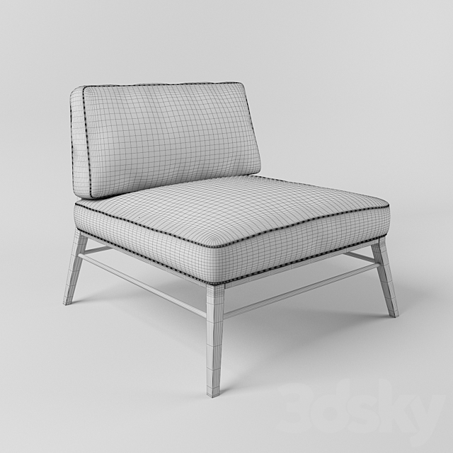 Armchair Baxter Godard Wood 3ds Max - thumbnail 3