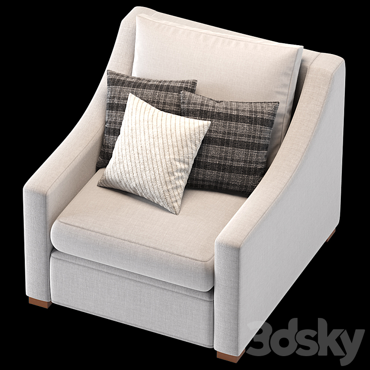 Armchair Belgian classic slope arm 3DS Max - thumbnail 2