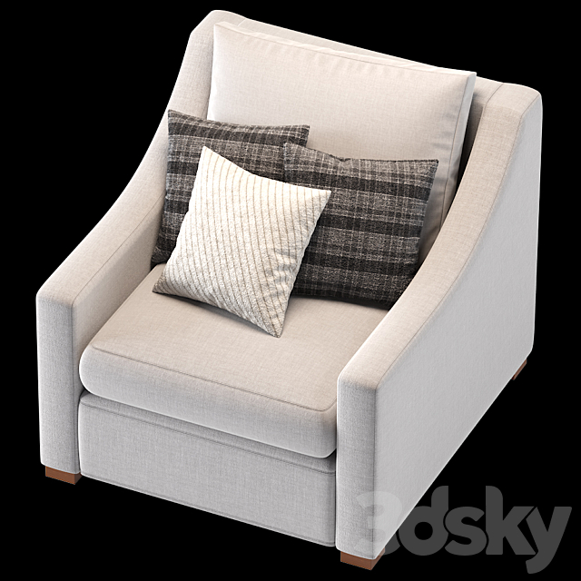 Armchair Belgian classic slope arm 3DSMax File - thumbnail 2